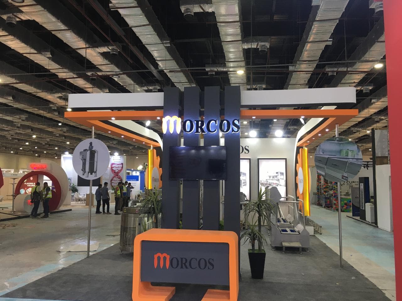 Heavy machinery on the stand floor, Equal's stand for Morcos Machinery